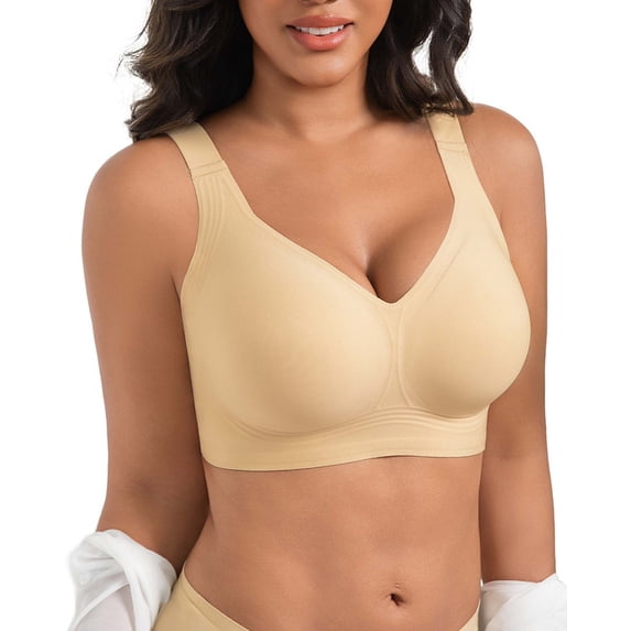 Jelly Bra for Women Supportive Wireless Deep V Push Up Full Coverage No Underwire Seamless Plus Size for Women with 360掳 Jelly Strip Support Comfort Daily Bra