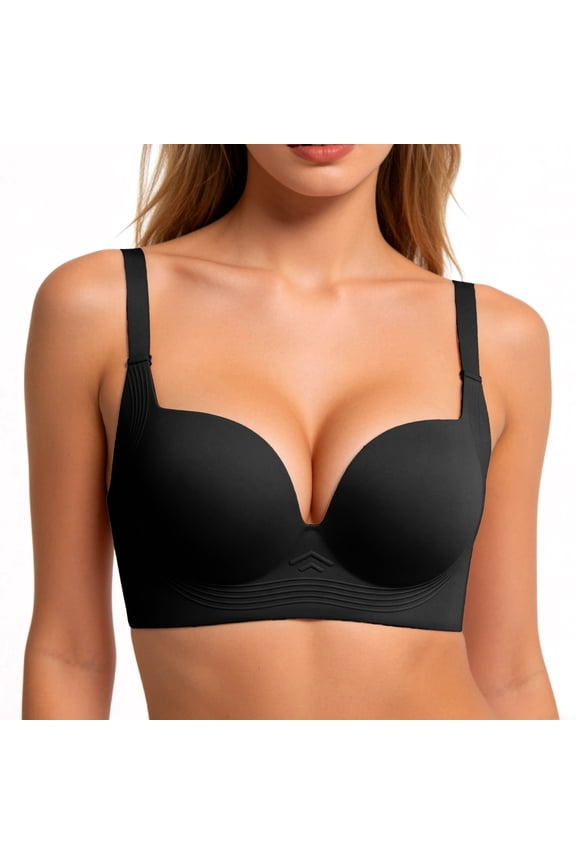 Push Up Jelly Bras for Women,Wireless Seamless Demi Cup Bra with Jelly Strip Support, Natural Lift Cleavage Bra