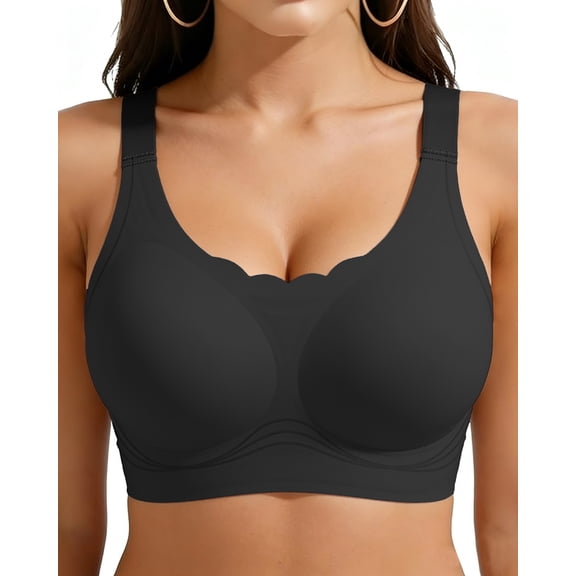 Jelly Support Wireless Minimizer Bras for Large Breasts, Seamless Full Coverage Lifting Bra, Anti-Sagging & Side Smoothing Comfort T-Shirt Bra, Sizes M-2XL