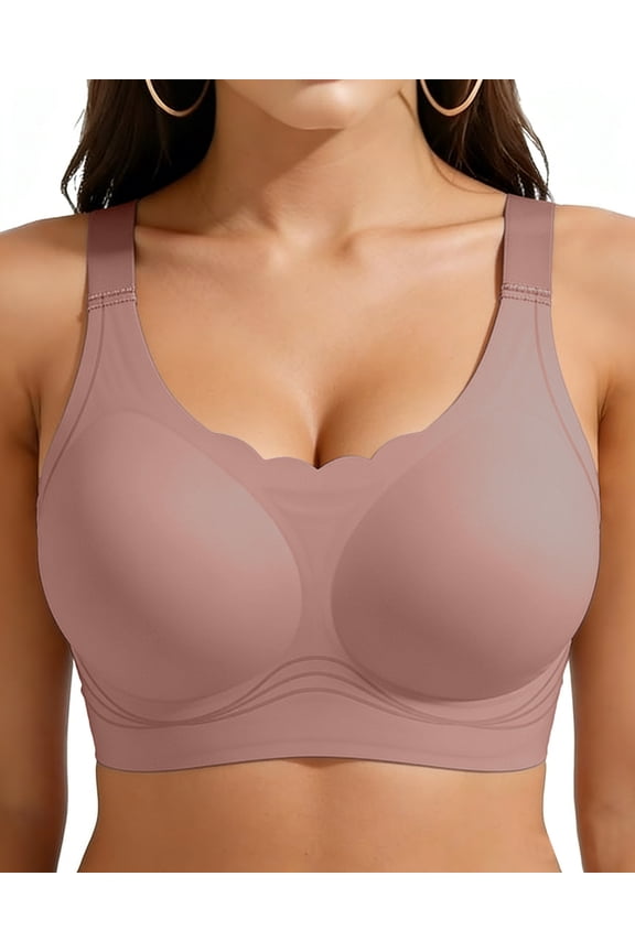 Jelly Support Wireless Minimizer Bras for Large Breasts, Seamless Full Coverage Lifting Bra, Anti-Sagging & Side Smoothing Comfort T-Shirt Bra, Sizes M-2XL