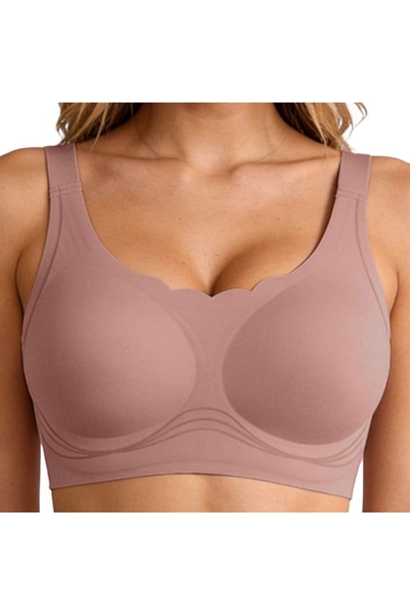 Wireless Jelly Support Bras for Women, Seamless Full Coverage T-shirt Bra, Supportive,Smoothing Side M-2XL