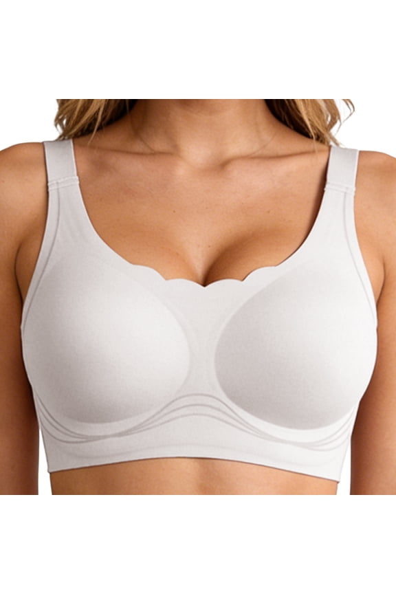 Wireless Jelly Support Bras for Women, Seamless Full Coverage T-shirt Bra, Supportive,Smoothing Side M-2XL
