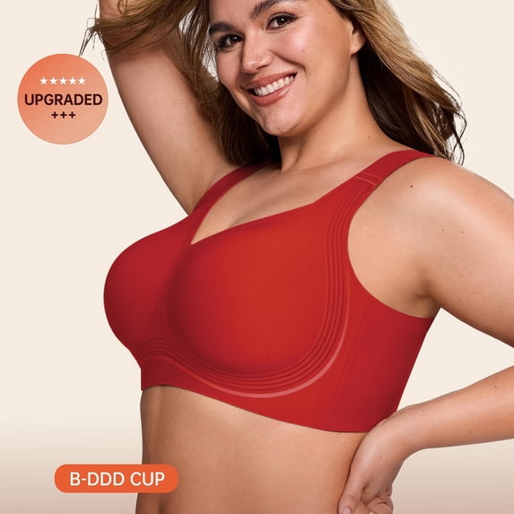 Jelly Bras for Women Balconette Bra No Underwire Bras Full Coverage Bras Comfortable Bra Sports Bras T Shirt Bra Supportive Bras Plus Size Wide Strap Soft Stretch Underband Wireless Bra Red