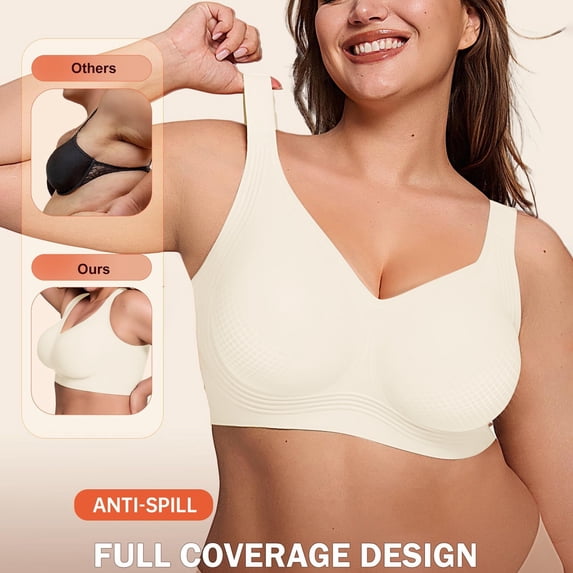 Jelly Bras for Women Plus Size Bras Lightweight Padded Bra Padded Bra Comfortable Bra Bras for Women Full Coverage Supportive Bras Full Coverage Bra Jelly Posture Bras Wireless Bras White XXL
