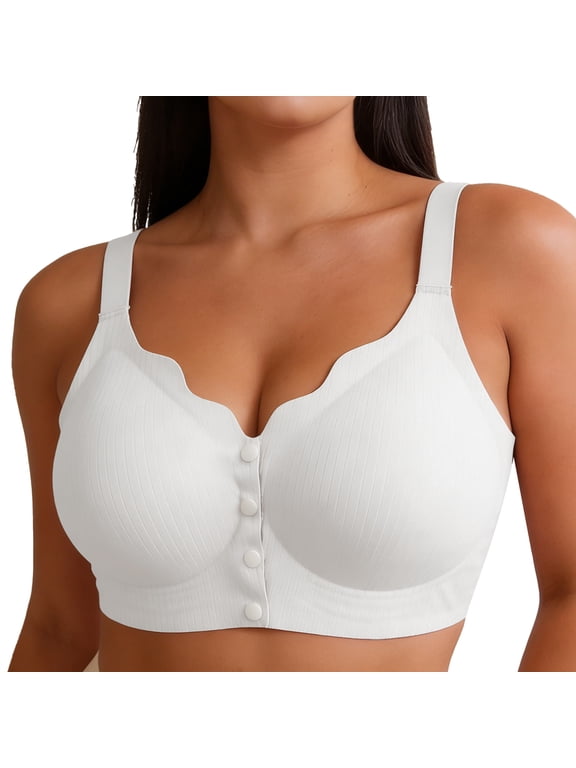 Jelly Bras for Women Front Closure Wireless Bra,Seamless Front Button Comfort Bralette for Daily, Nursing & Easy Dressing, Breathable Soft Support