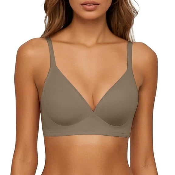 Jelly Bras for Women Full Coverage Enhancer Bra for Small Bust Peach Shape Smooth Wireless Side Support Deep V Plunge Green M