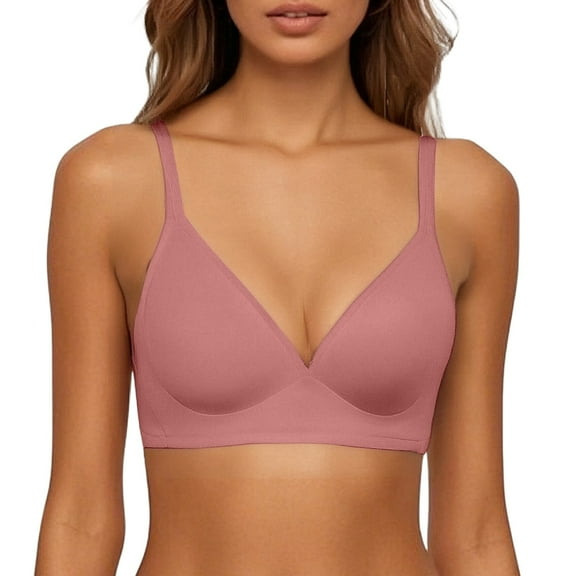 Jelly Bras for Women Full Coverage Enhancer Bra for Small Bust Peach Shape Smooth Wireless Side Support Deep V Plunge Purple M