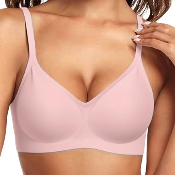 Jelly Bras for Women Full Coverage Smooth Wireless Bra Comfortable Light Support No Underwire Tshirt Bra Pink M