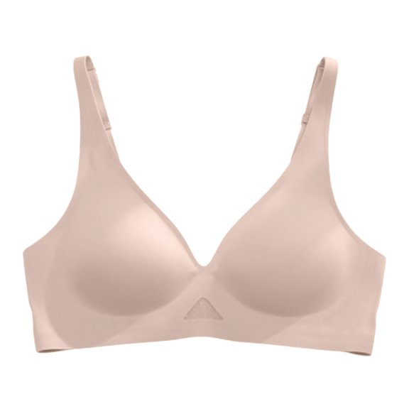 Jelly Bras for Women Full Coverage Supportive Wireless Deep V Plunge Bra Smooth Minimizer Light Summer Thin Jelly Strips Beige L