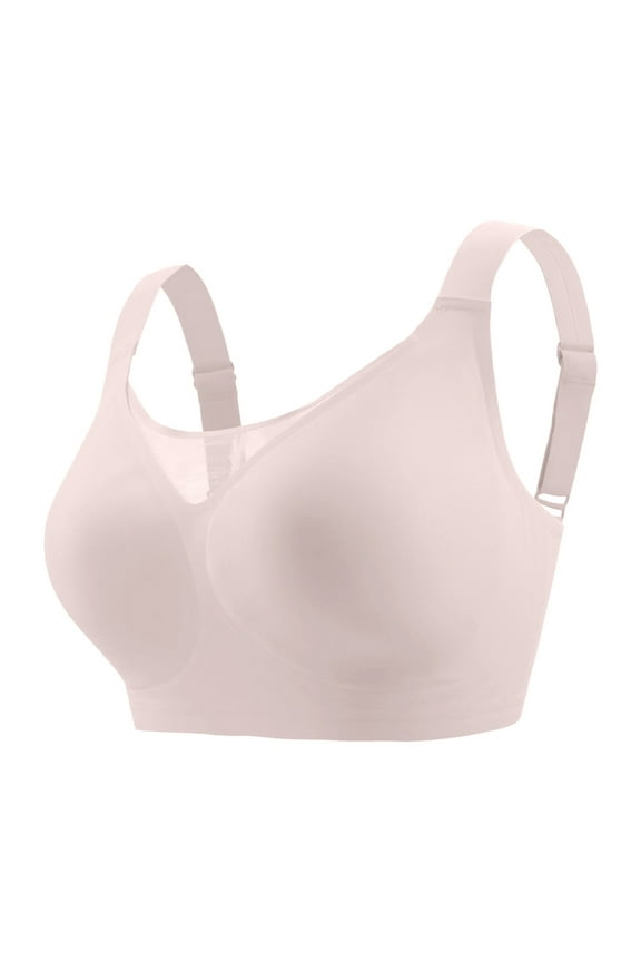 Jelly Bras for Women Full Coverage Wireless Minimizer Smooth Bandeau Bra With Jelly Strips Concealing Side Support Beige Xxxxl