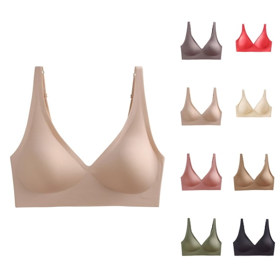Jelly Bras for Women Lightweight Comfortable Deep V Neck Soft Support Bralettes Minimizer Bra Everyday Bra