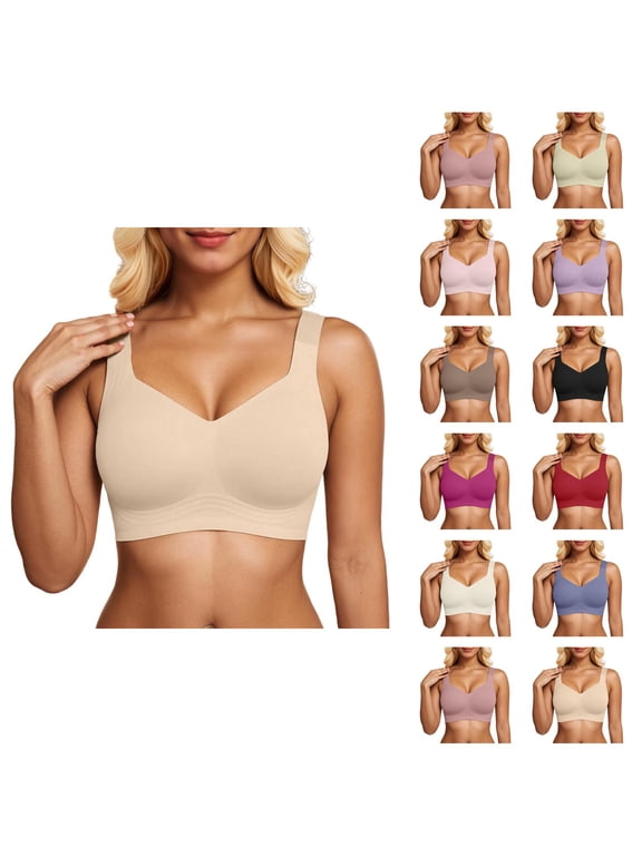 Jelly Bras for Women No Underwire Seamless Pullover Wireless T Shirt Bralettes Everyday Bra