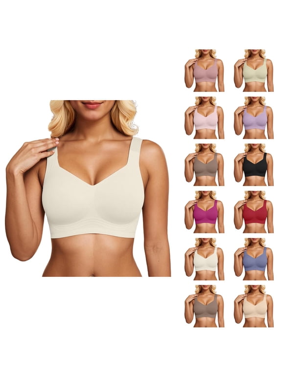 Jelly Bras for Women No Underwire Seamless Pullover Wireless T Shirt Bralettes Everyday Bra