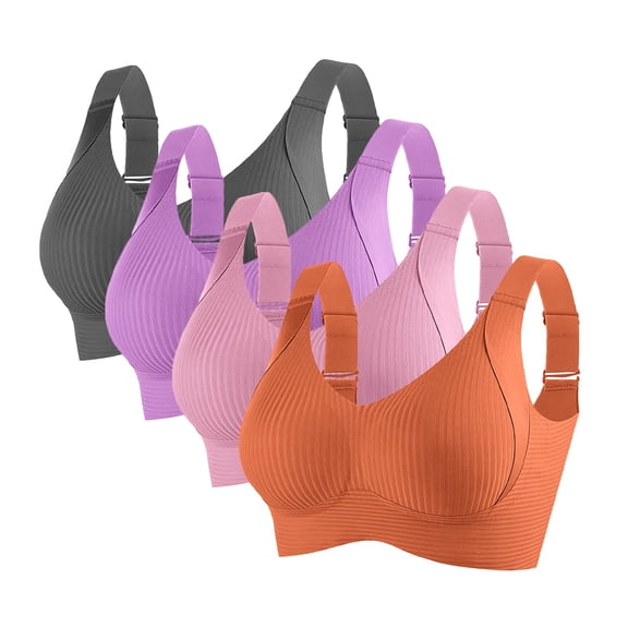 4PC Jelly Bras for Women Push Up Wireless Bras Plus SizeWireless Comfortable Soft Bras For Women Full Coverage Everyday No Show Bra