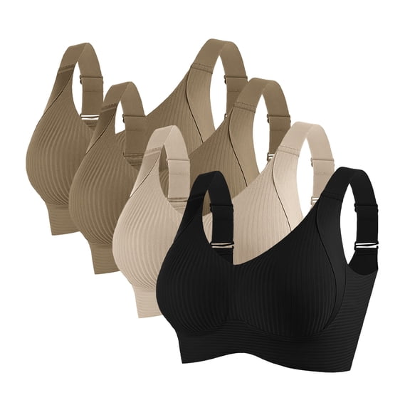 4PC Jelly Bras for Women Push Up Wireless Bras Plus SizeWireless Comfortable Soft Bras For Women Full Coverage Everyday No Show Bra