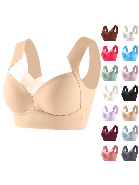 Jelly Bras for Women Seamless Powerful Push Up Wireless Bra Full-Figure Lift Anti Sagging Posture Correcting Bras,Complexion,40
