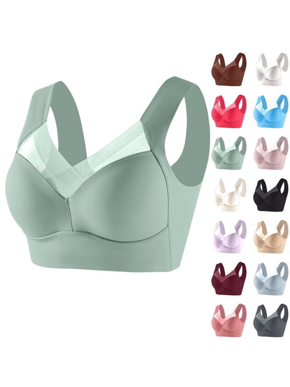 Jelly Bras for Women Seamless Powerful Push Up Wireless Bra Full-Figure Lift Anti Sagging Posture Correcting Bras,Mint Green,40