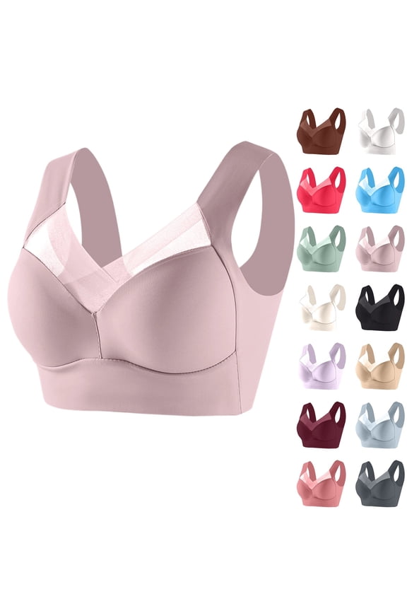 Jelly Bras for Women Seamless Powerful Push Up Wireless Bra Full-Figure Lift Anti Sagging Posture Correcting Bras,Watermelon Red,36
