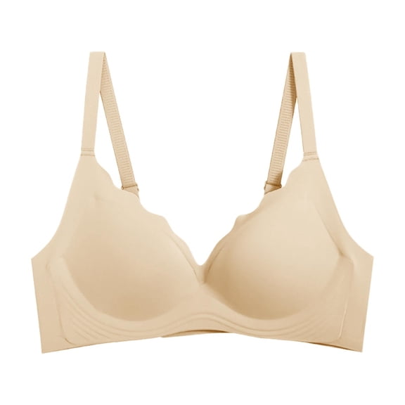 Jelly Bras for Women Soft Support Fashion Shecurve Jelly Bra High Looking Fixed Cup Wireless U Back Comfort Underwear(D-Beige,M)