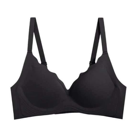 Jelly Bras for Women Soft Support Fashion Shecurve Jelly Bra High Looking Fixed Cup Wireless U Back Comfort Underwear(D-Black,M)