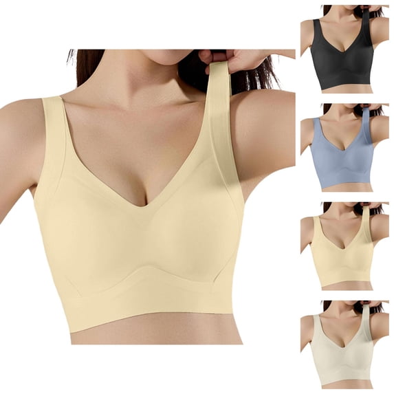 Jelly Bras for Women V Neck Lightweight Seamless Wireless Anti Sagging Lifting Push Up Bralettes Everyday Bra