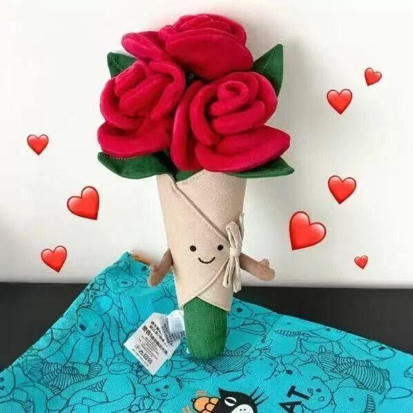 Red Roses Plush Jelly Cat Valentine's Day Gift Plush Red Roses Bouquet Toy - Walmart.com