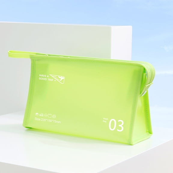 Jelly Clear PVC Makeup Bag Travel Toiletry Organizer Waterproof TSA Approved Cosmetic Pouch Green Portable Train Case