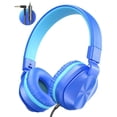 thumbnail image 1 of Jelly Comb Kids Headphones,Foldable Headphones with Microphone Wired On-Ear Stereo Earphones, Great for Kids Children Girls Boys Teens Adults double blue, 1 of 6