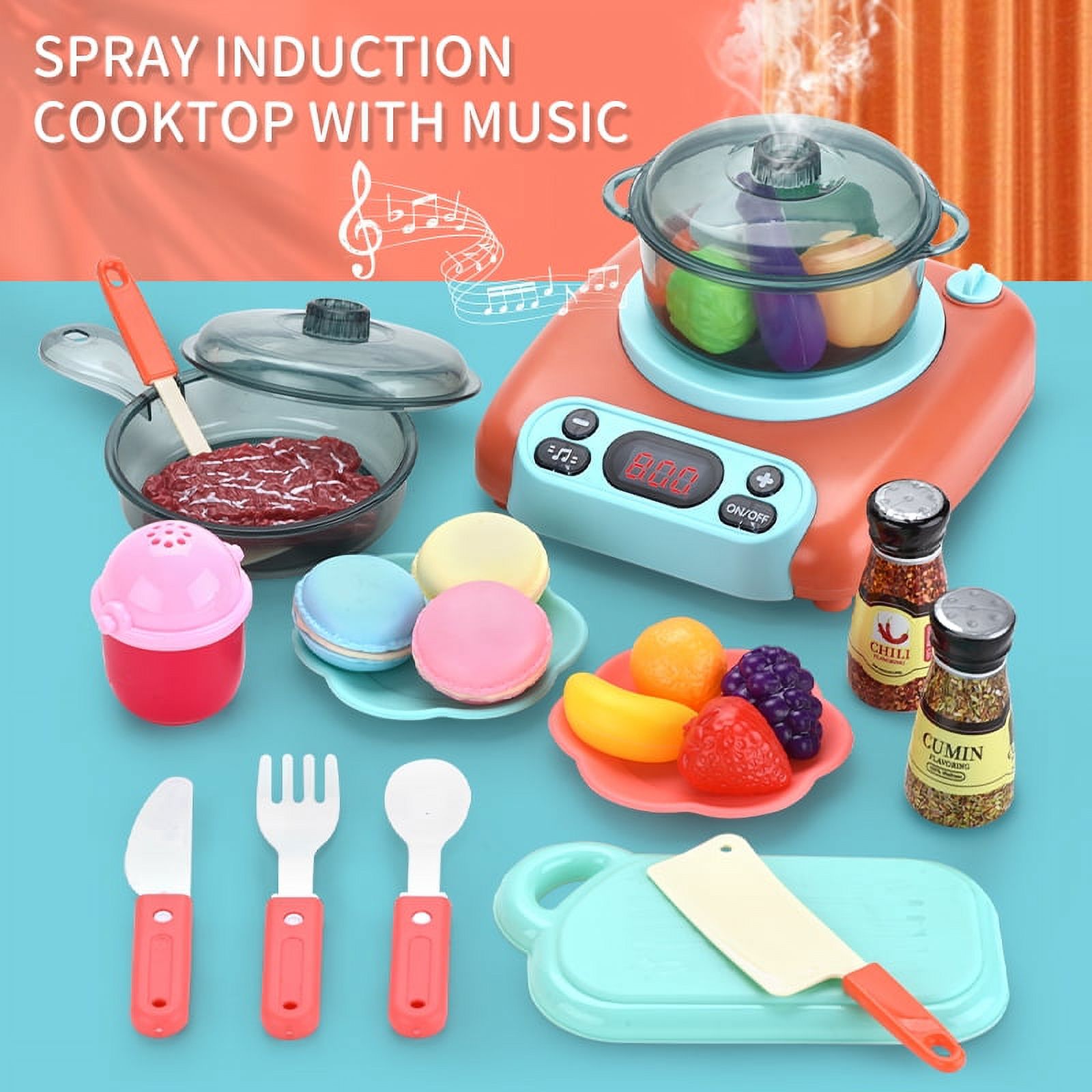 Jelly Comb Kitchen Play Set for Kids, Play House Spray Steam Pot