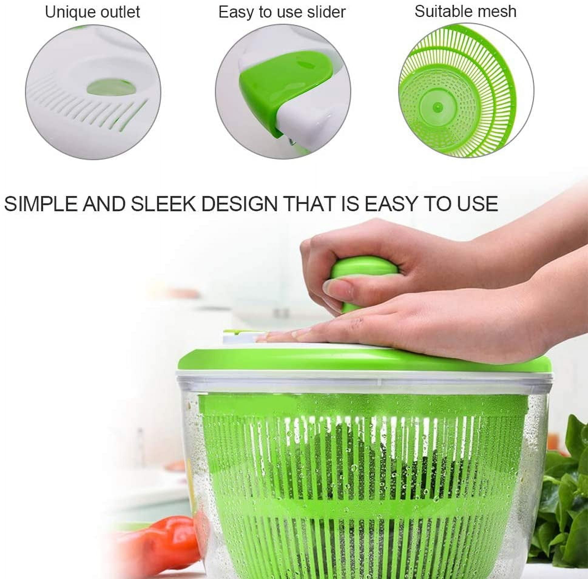 Zulay Kitchen Salad Spinner Large 5L Capacity - Manual Lettuce