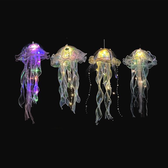 Jelly Fish Light Lamp:LED Lighted Jelly Fish,Under The Sea Party Decorations,Hanging Jelly Fish Decor for Ocean-Themed Birthday,Wedding,Baby Shower,Party,Jelly-Fish Lights,4 Pcs (Colorful)