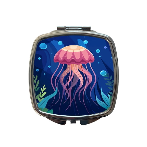 Jelly Fish in Ocean Travel Makeup Handbag Purse Small Pocket Compact Mirror