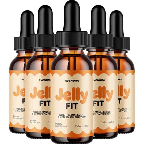 Jelly Fit Liquid Drops JellyFit Natural Blend Advanced Formula for Active Lifestyle, 5 Pack, 5 Month Supply