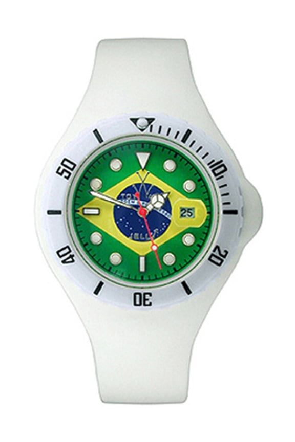 Jelly Flag Brazil Only Time Plasteramic & White Silicon Watch JYF05BR
