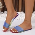 thumbnail image 1 of Jelly Flat Sandals for Women with Candy Gradient, Clear Slide Sandals for Summer Wear, Cute Transparent Jelly Slippers, 1 of 5