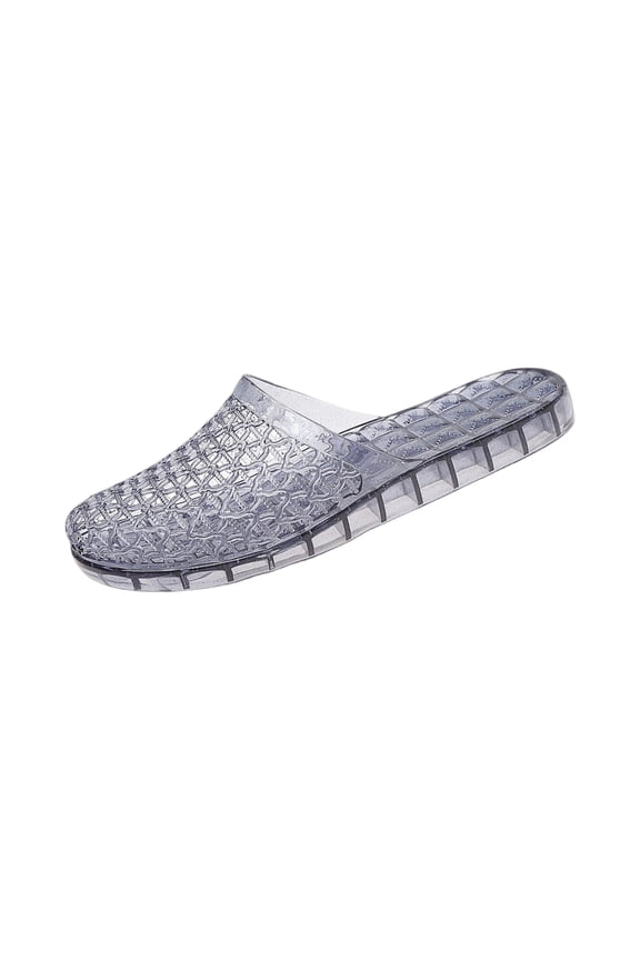 Jelly Flats for Women, Closed Toe Slip On Lightweight Womens Mules with Woven Design and Cushioned Comfort