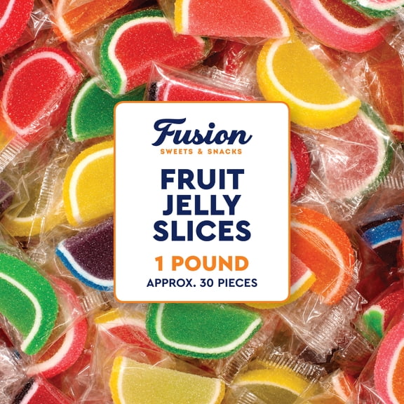 Jelly Fruit Slices Candy 1 Pound Bulk Individually Wrapped Assorted Sugared Wedges Classic Old Fashioned Nostalgic Gummy Passover Sweets Holiday Gift