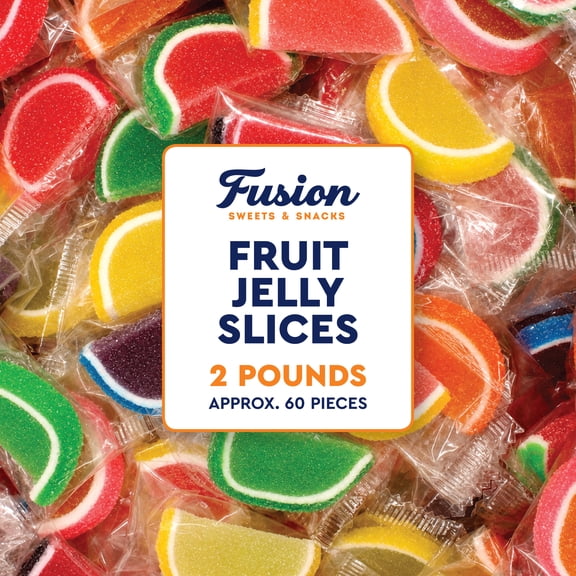 Jelly Fruit Slices Candy 2 Pounds Bulk Individually Wrapped Assorted Sugared Wedges Classic Old Fashioned Nostalgic Gummy Passover Sweets Holiday Gift
