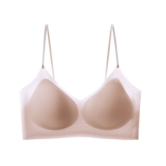 Jelly Full Coverage Wireless Bras for Women Seamless Push Up Padded Bralette Comfortable Everyday Bra no Underwire (Beige,L)