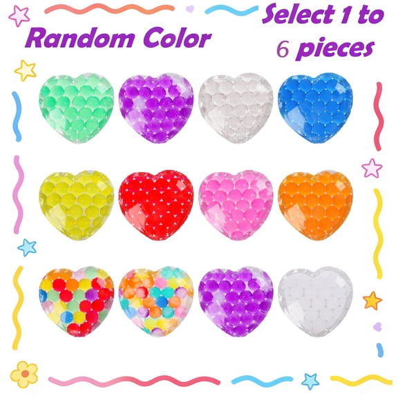 Jelly Hops Heart Squishy Fidget Toys - Sparkly Solid Squish Texture, Sensory Stress Balls for Spring Fun and Easter Baskets (1pc, Random Color)