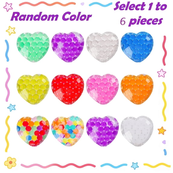 Jelly Hops Heart Squishy Fidget Toys - Sparkly Solid Squish Texture, Sensory Stress Balls for Spring Fun and Easter Baskets (4pc, Random Color)