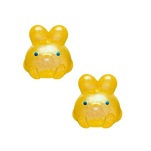 Jelly Hops Scented Bunny Squeeze Fidget Toys - Glittery Solid Squish Fidget Toys in Pink Strawberry, Yellow Banana & Purple Blue Raspberry, Pocket-Sized Stress Relief for All Ages(2C)