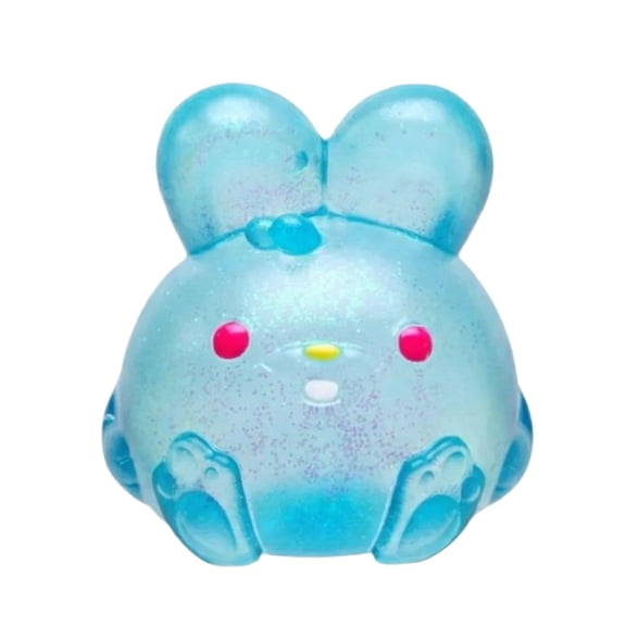 Jelly Hops Scented Bunny Squishy Fidget Toys - 3 Assorted Flavors: Strawberry, Banana & Blue Raspberry, Sparkly Solid Squish Texture, Portable Stress Balls for Travel