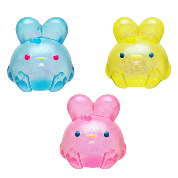 Jelly Hops Scented Bunny Squishy Fidget Toys - 3-Pack Sparkle Squish Balls, Fruit Aromatherapy Stress Relievers, Durable Slow-Rise Sensory Toys for Easter Celebration