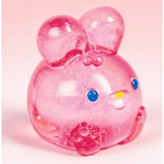 Jelly Hops Scented Bunny Squishy Fidget Toys - Glittery Solid Squish Fidget Toys in Pink Strawberry, Yellow Banana & Purple Blue Raspberry, Pocket-Sized Stress Relief for All Ages