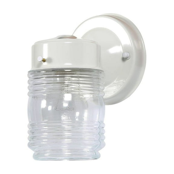 Design House Jelly Jar 1-Light Indoor/Outdoor Wall Sconce Light, White