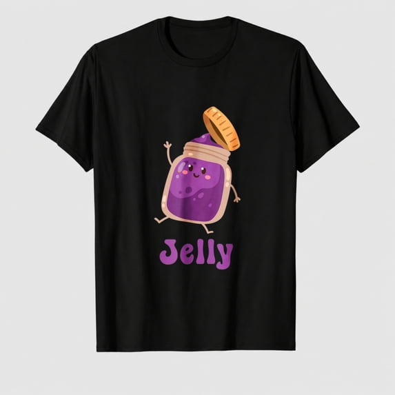 Jelly Jar Graphic T-Shirt, Cute Food Matching 100% Cotton Casual Short Sleeve Shirt