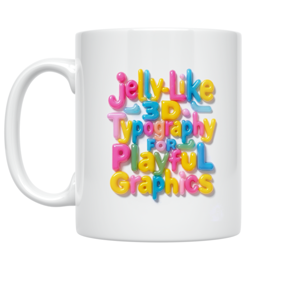 Jelly-Like 3D Typography Design - Creative Enthusiast - 11 oz Ceramic Coffee Mug