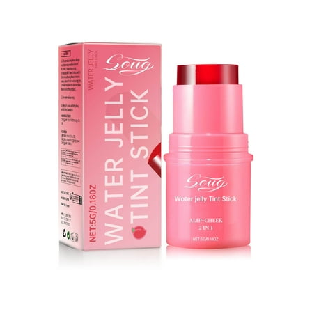 Lipstick Powder Blusher, Jelly Lip and Cheek Stain, Natural Plant Extracts Moisturizing Long Lasting Transparent Watercolor Finish Makeup Easy To Apply Versatile Portable
