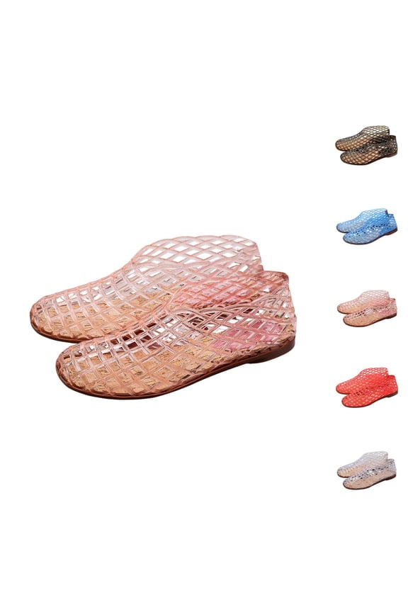 Jelly Mesh Ballet Ballerina For Women Adult Hollow Jelly Clear Sandals Beach Ballet Low Heel Comfortable Summer Beach Jelly Shoes